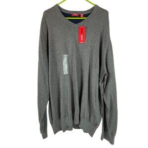 IZOD Essentials Cotton Sweater Sz 2XLT Mens Gray Stretch Long Sleeve
